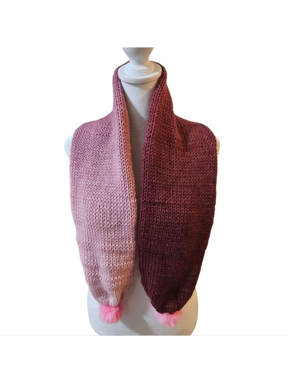 Hand Crafted Crochet Burgundy Gradient 13ways Handmade Scarf Wrap One-of-a-kind